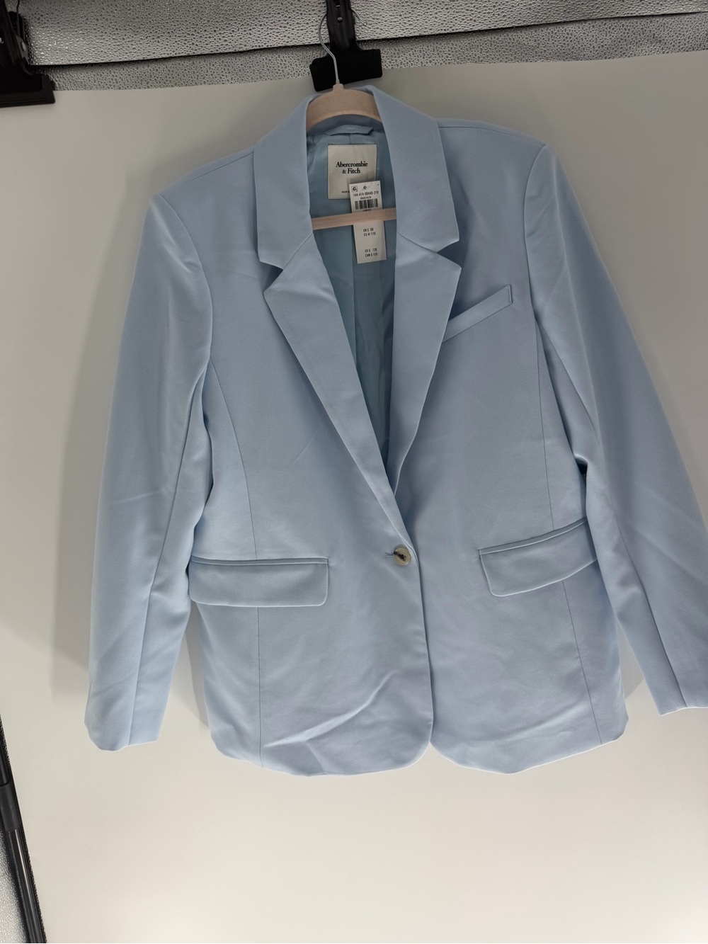 Abercrombie & Fitch Pale Blue Single-Button Notch Lapel Blazer